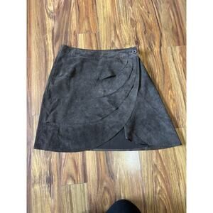 Kenar Brown Leather Layered Wrap Skirt Women’s Size 10 Western Festival